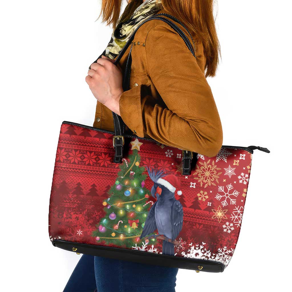 Australia Palm Cockatoo Christmas Leather Tote Bag Goliath Cockatoo Santa Merry Chrissie - Aussie Hoodie