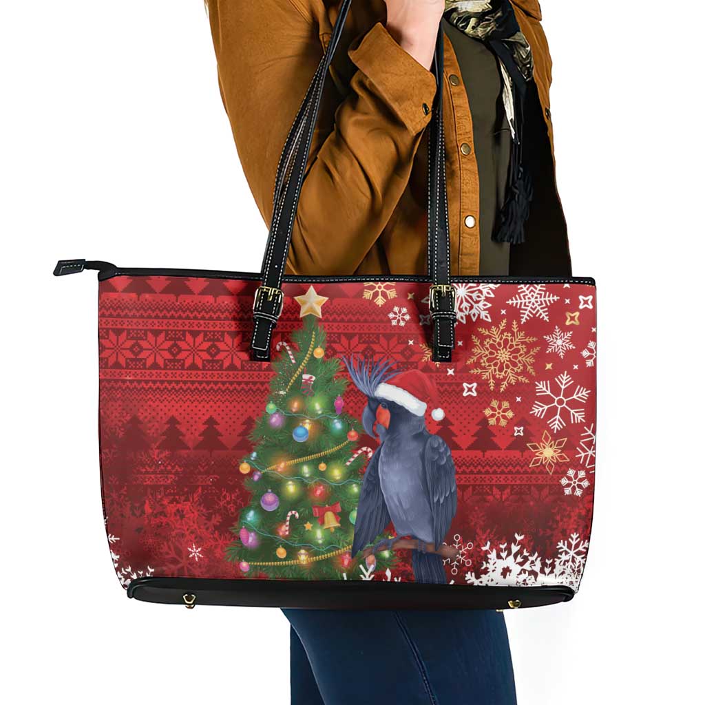 Australia Palm Cockatoo Christmas Leather Tote Bag Goliath Cockatoo Santa Merry Chrissie - Aussie Hoodie
