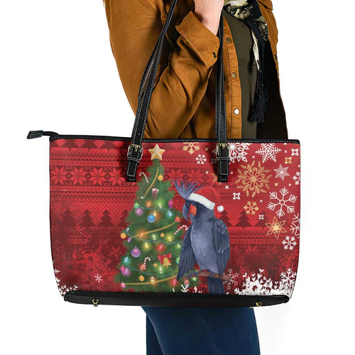 Australia Palm Cockatoo Christmas Leather Tote Bag Goliath Cockatoo Santa Merry Chrissie - Aussie Hoodie