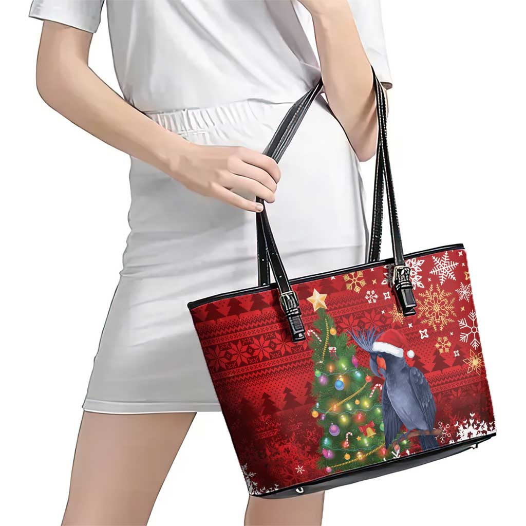 Australia Palm Cockatoo Christmas Leather Tote Bag Goliath Cockatoo Santa Merry Chrissie - Aussie Hoodie