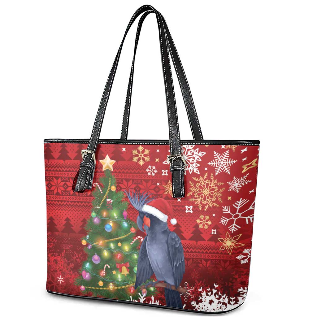 Australia Palm Cockatoo Christmas Leather Tote Bag Goliath Cockatoo Santa Merry Chrissie - Aussie Hoodie