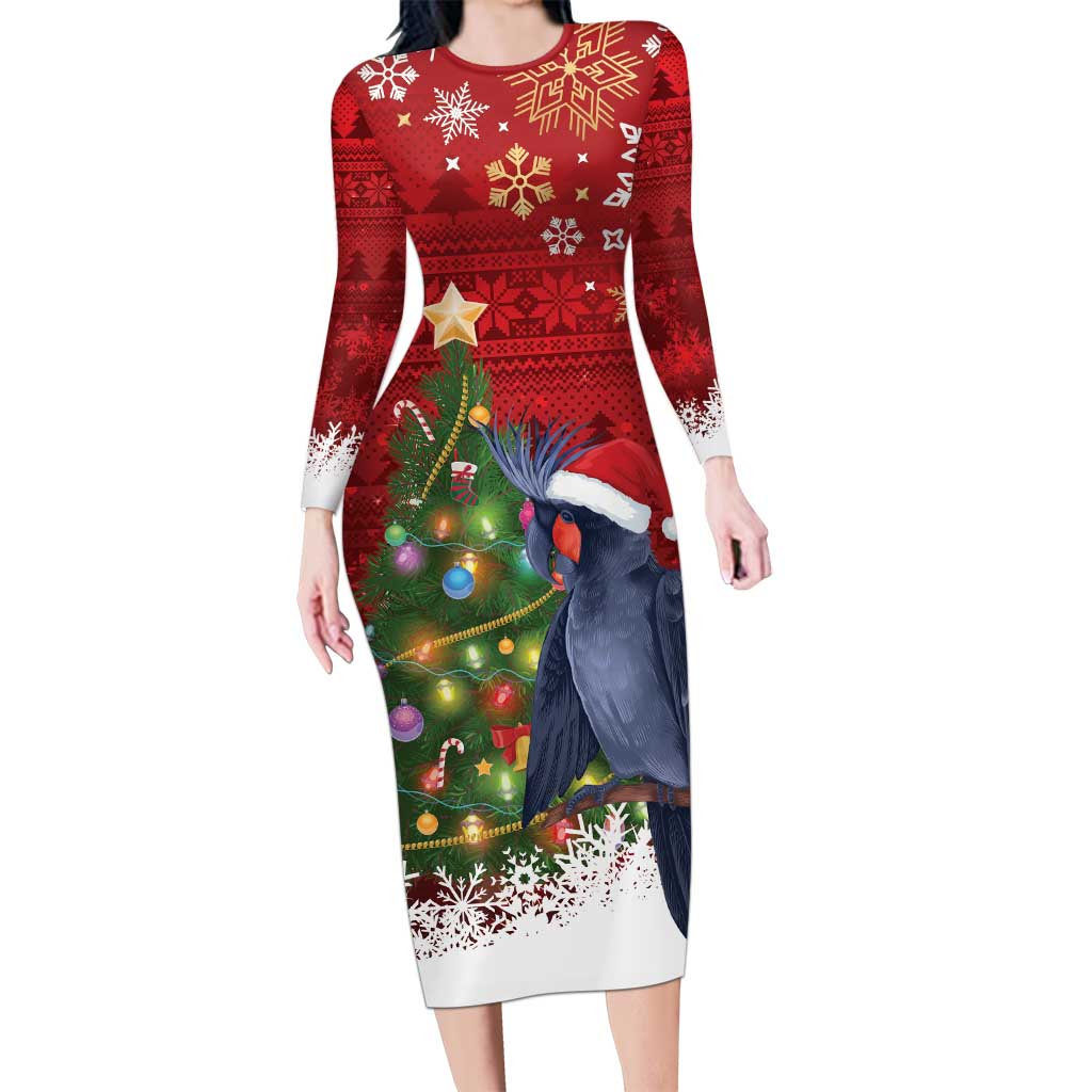 Australia Palm Cockatoo Christmas Long Sleeve Bodycon Dress Goliath Cockatoo Santa Merry Chrissie - Aussie Hoodie