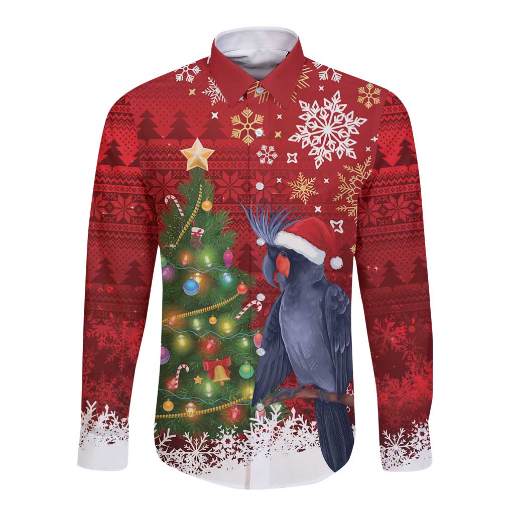 Australia Palm Cockatoo Christmas Long Sleeve Button Shirt Goliath Cockatoo Santa Merry Chrissie - Aussie Hoodie