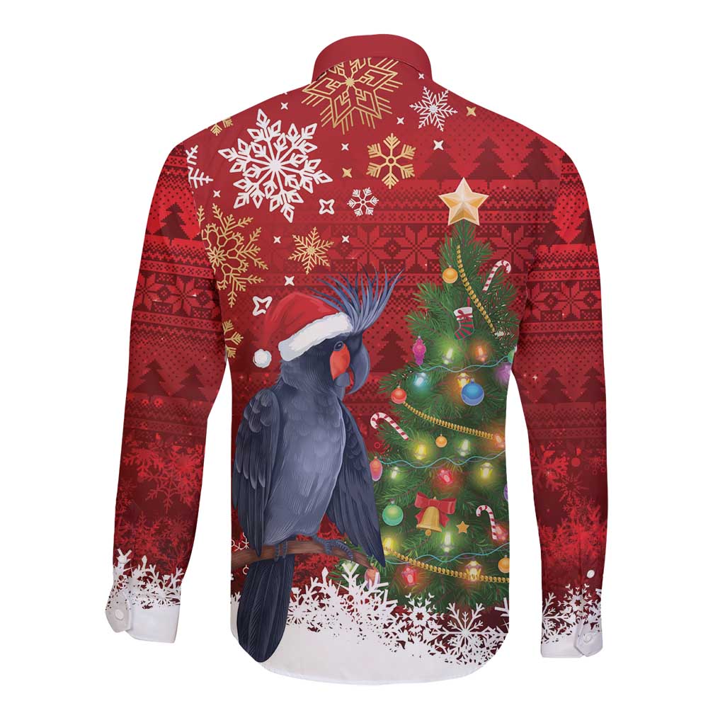 Australia Palm Cockatoo Christmas Long Sleeve Button Shirt Goliath Cockatoo Santa Merry Chrissie - Aussie Hoodie