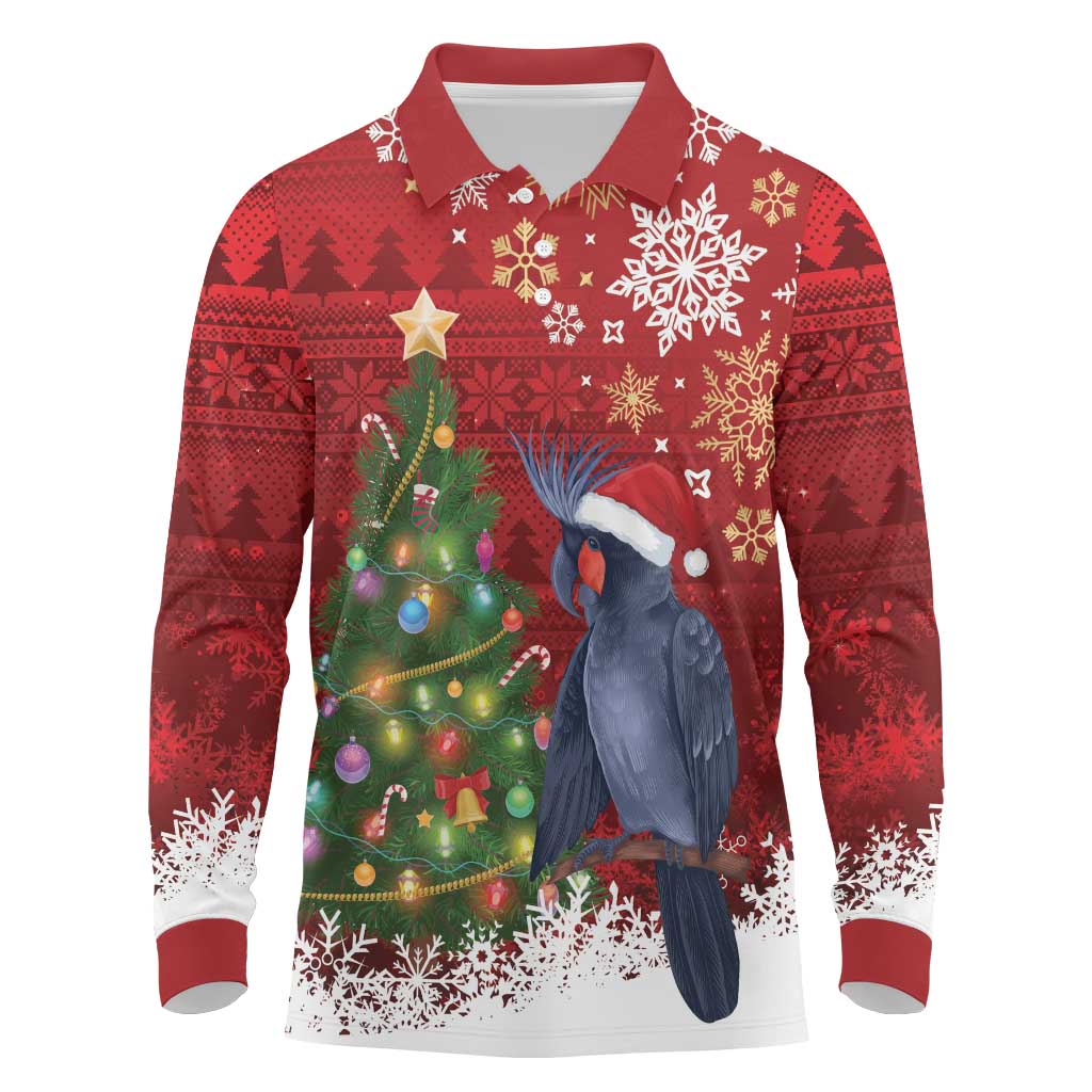 Australia Palm Cockatoo Christmas Long Sleeve Polo Shirt Goliath Cockatoo Santa Merry Chrissie - Aussie Hoodie