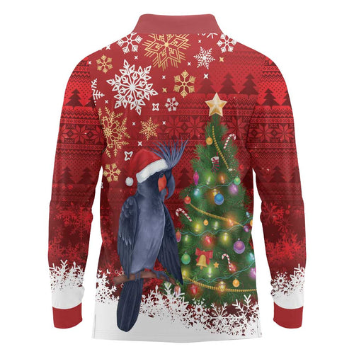 Australia Palm Cockatoo Christmas Long Sleeve Polo Shirt Goliath Cockatoo Santa Merry Chrissie - Aussie Hoodie