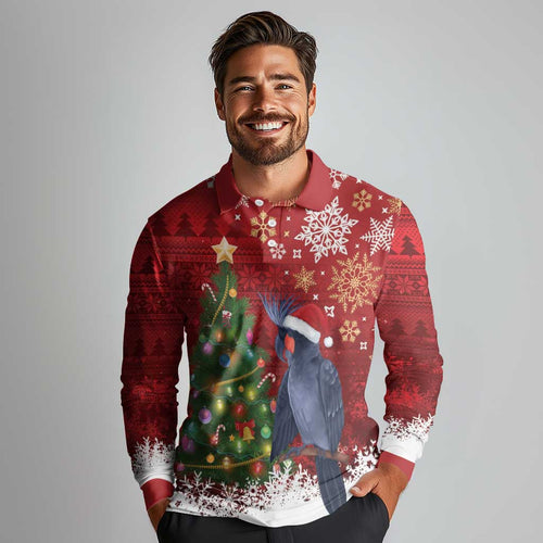 Australia Palm Cockatoo Christmas Long Sleeve Polo Shirt Goliath Cockatoo Santa Merry Chrissie - Aussie Hoodie