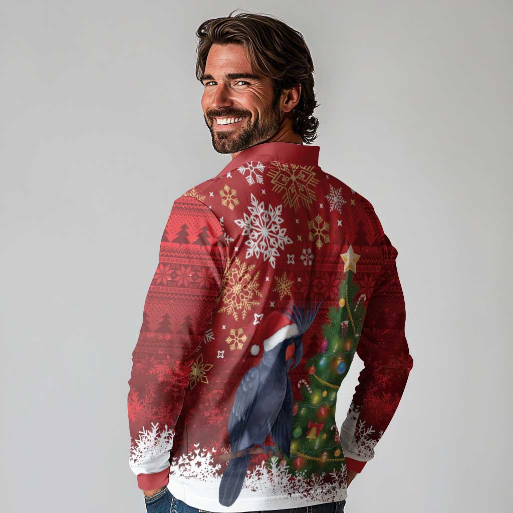 Australia Palm Cockatoo Christmas Long Sleeve Polo Shirt Goliath Cockatoo Santa Merry Chrissie - Aussie Hoodie
