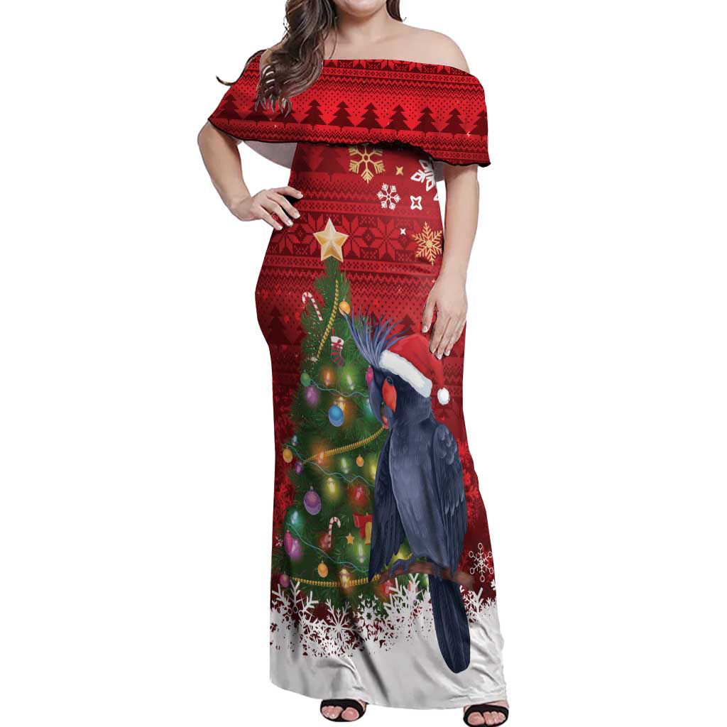 Australia Palm Cockatoo Christmas Off Shoulder Maxi Dress Goliath Cockatoo Santa Merry Chrissie - Aussie Hoodie