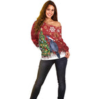 Australia Palm Cockatoo Christmas Off Shoulder Sweater Goliath Cockatoo Santa Merry Chrissie - Aussie Hoodie