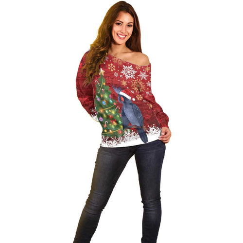 Australia Palm Cockatoo Christmas Off Shoulder Sweater Goliath Cockatoo Santa Merry Chrissie - Aussie Hoodie