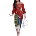 Australia Palm Cockatoo Christmas Off The Shoulder Long Sleeve Dress Goliath Cockatoo Santa Merry Chrissie - Aussie Hoodie