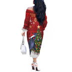 Australia Palm Cockatoo Christmas Off The Shoulder Long Sleeve Dress Goliath Cockatoo Santa Merry Chrissie - Aussie Hoodie
