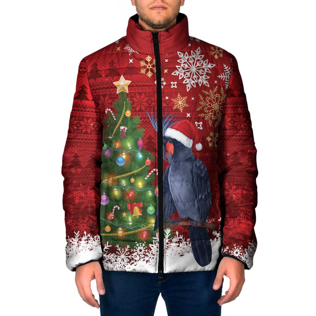 Australia Palm Cockatoo Christmas Padded Jacket Goliath Cockatoo Santa Merry Chrissie - Aussie Hoodie