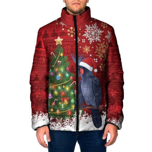Australia Palm Cockatoo Christmas Padded Jacket Goliath Cockatoo Santa Merry Chrissie - Aussie Hoodie