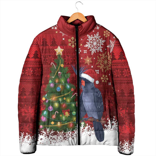 Australia Palm Cockatoo Christmas Padded Jacket Goliath Cockatoo Santa Merry Chrissie - Aussie Hoodie