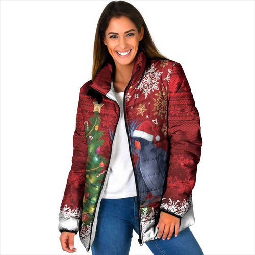 Australia Palm Cockatoo Christmas Padded Jacket Goliath Cockatoo Santa Merry Chrissie - Aussie Hoodie
