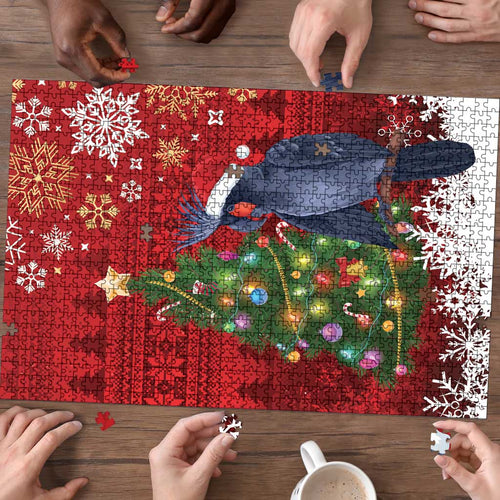 Australia Palm Cockatoo Christmas Puzzle Goliath Cockatoo Santa Merry Chrissie - Aussie Hoodie