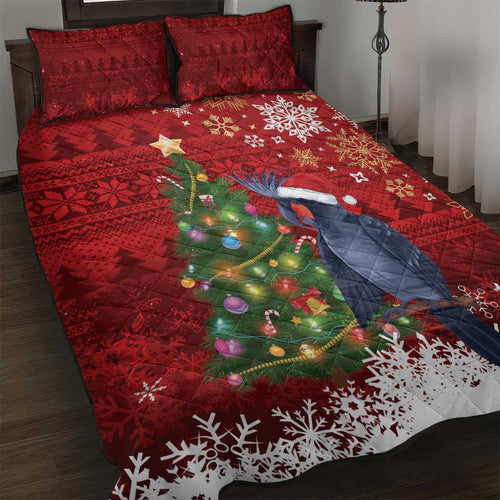 Australia Palm Cockatoo Christmas Quilt Bed Set Goliath Cockatoo Santa Merry Chrissie - Aussie Hoodie