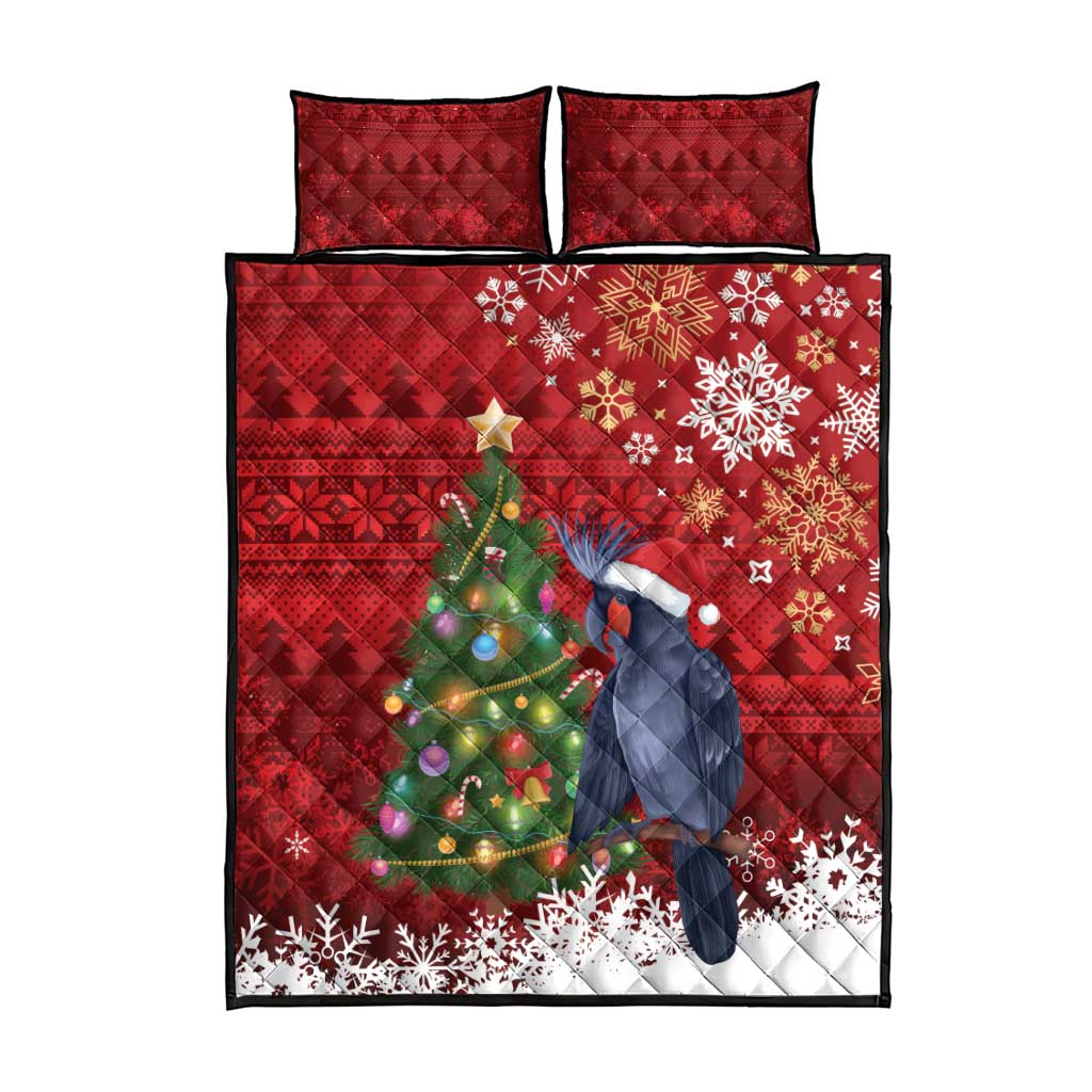Australia Palm Cockatoo Christmas Quilt Bed Set Goliath Cockatoo Santa Merry Chrissie - Aussie Hoodie