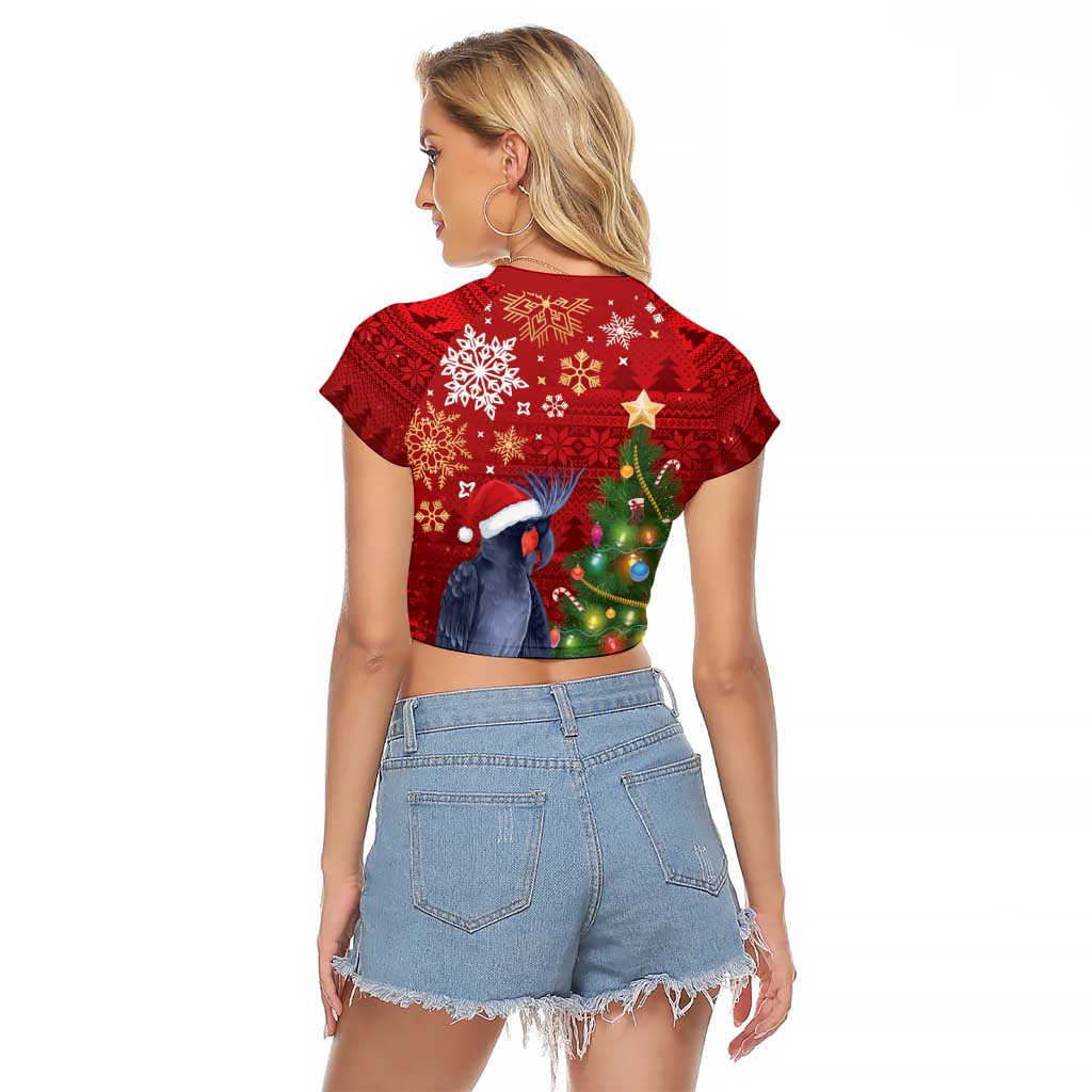 Australia Palm Cockatoo Christmas Raglan Cropped T Shirt Goliath Cockatoo Santa Merry Chrissie - Aussie Hoodie