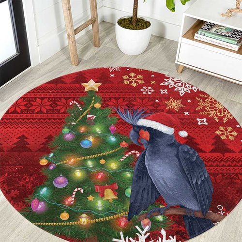 Australia Palm Cockatoo Christmas Round Carpet Goliath Cockatoo Santa Merry Chrissie - Aussie Hoodie