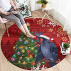 Australia Palm Cockatoo Christmas Round Carpet Goliath Cockatoo Santa Merry Chrissie - Aussie Hoodie