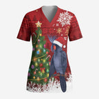 Australia Palm Cockatoo Christmas Scrub Top Goliath Cockatoo Santa Merry Chrissie - Aussie Hoodie