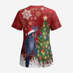 Australia Palm Cockatoo Christmas Scrub Top Goliath Cockatoo Santa Merry Chrissie - Aussie Hoodie
