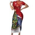 Australia Palm Cockatoo Christmas Short Sleeve Bodycon Dress Goliath Cockatoo Santa Merry Chrissie - Aussie Hoodie
