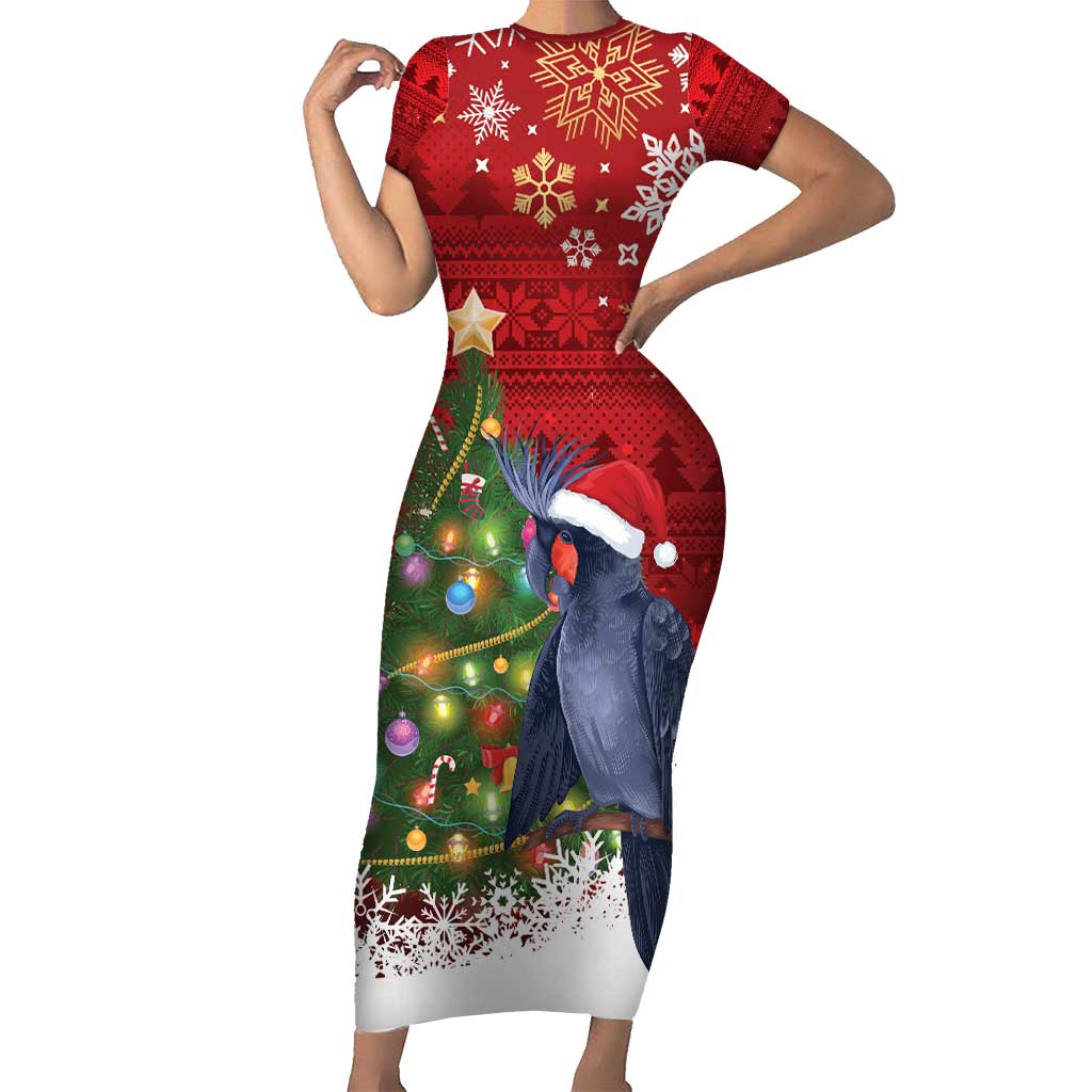 Australia Palm Cockatoo Christmas Short Sleeve Bodycon Dress Goliath Cockatoo Santa Merry Chrissie - Aussie Hoodie