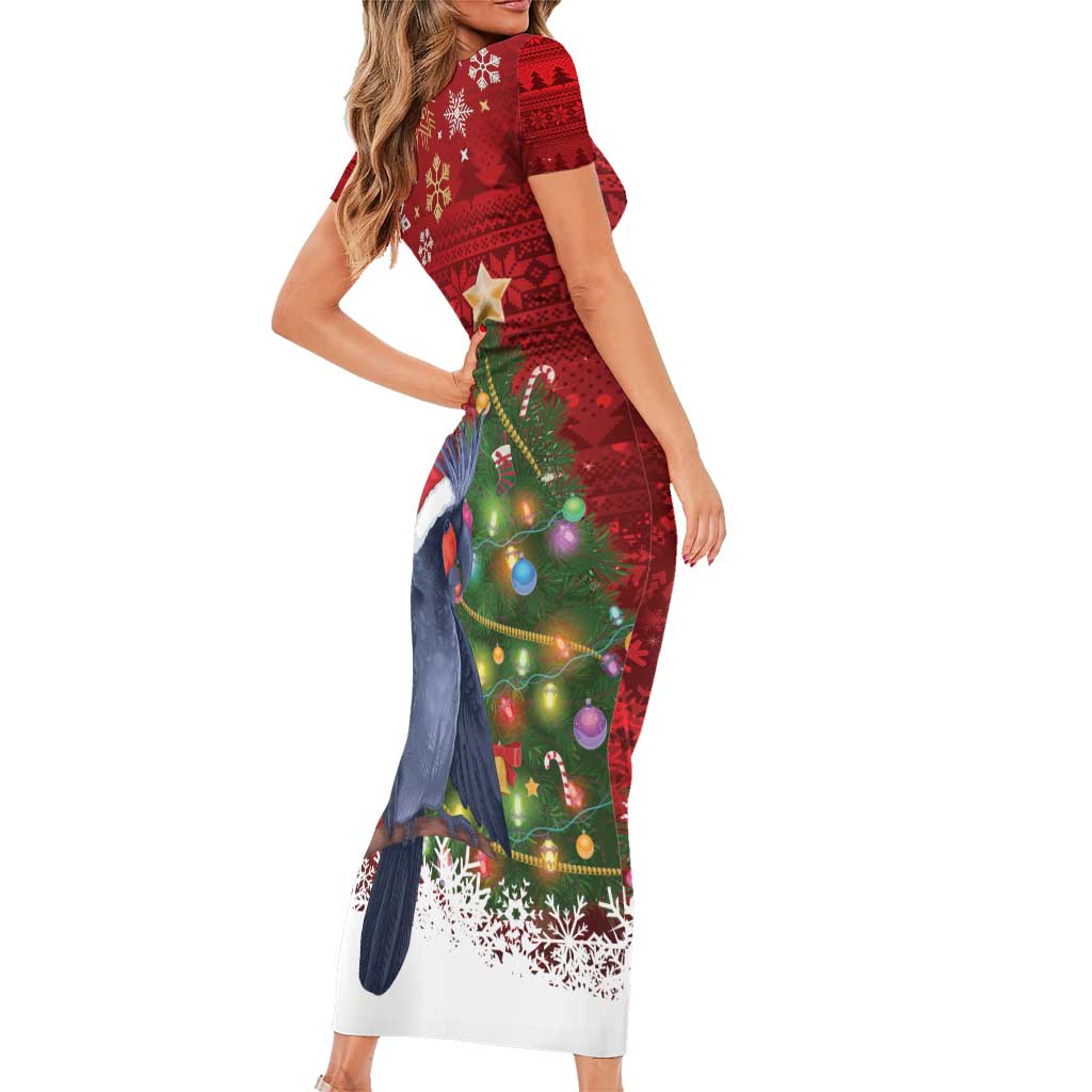Australia Palm Cockatoo Christmas Short Sleeve Bodycon Dress Goliath Cockatoo Santa Merry Chrissie - Aussie Hoodie