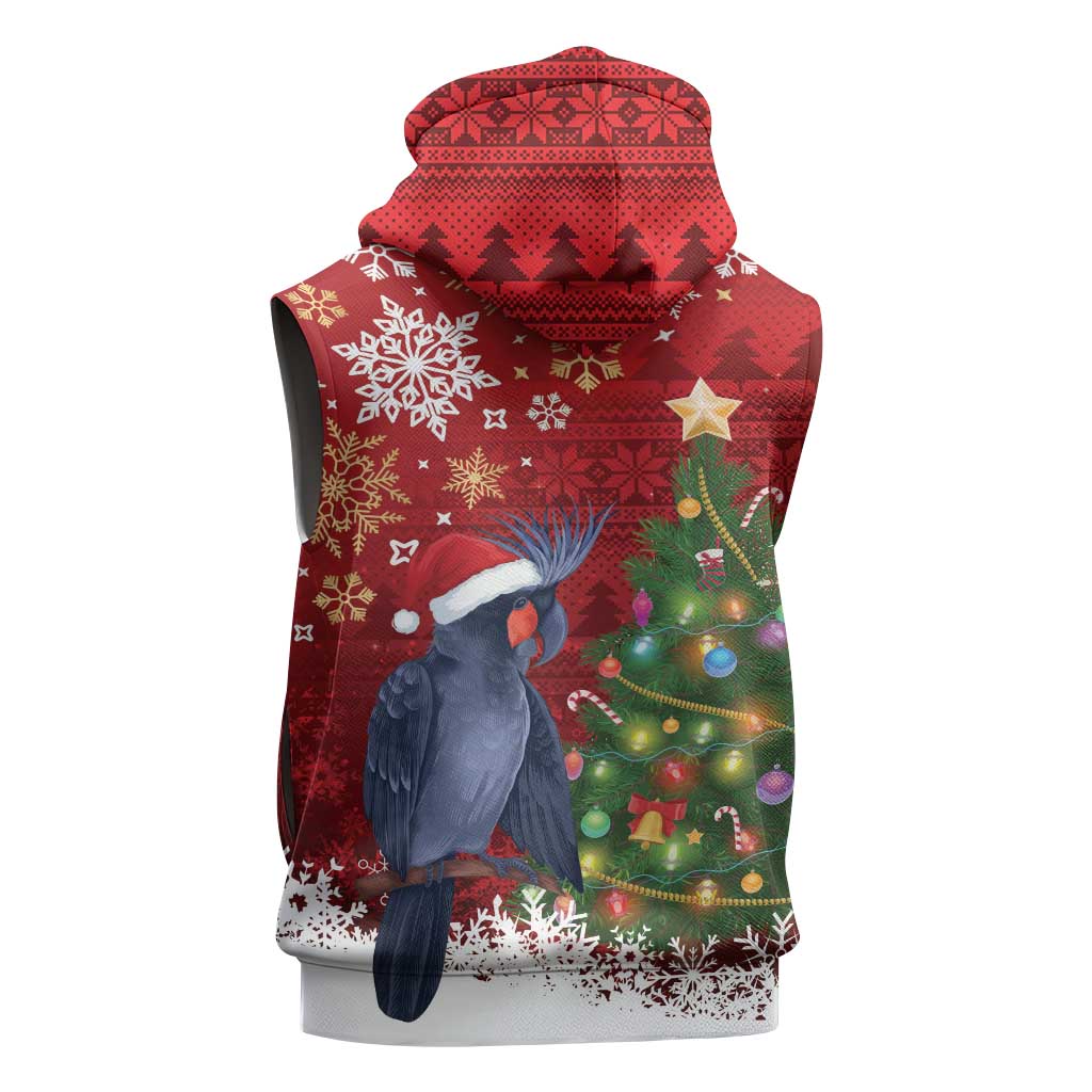 Australia Palm Cockatoo Christmas Sleeveless Hoodie Goliath Cockatoo Santa Merry Chrissie - Aussie Hoodie