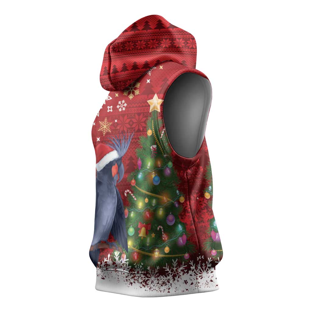 Australia Palm Cockatoo Christmas Sleeveless Hoodie Goliath Cockatoo Santa Merry Chrissie - Aussie Hoodie