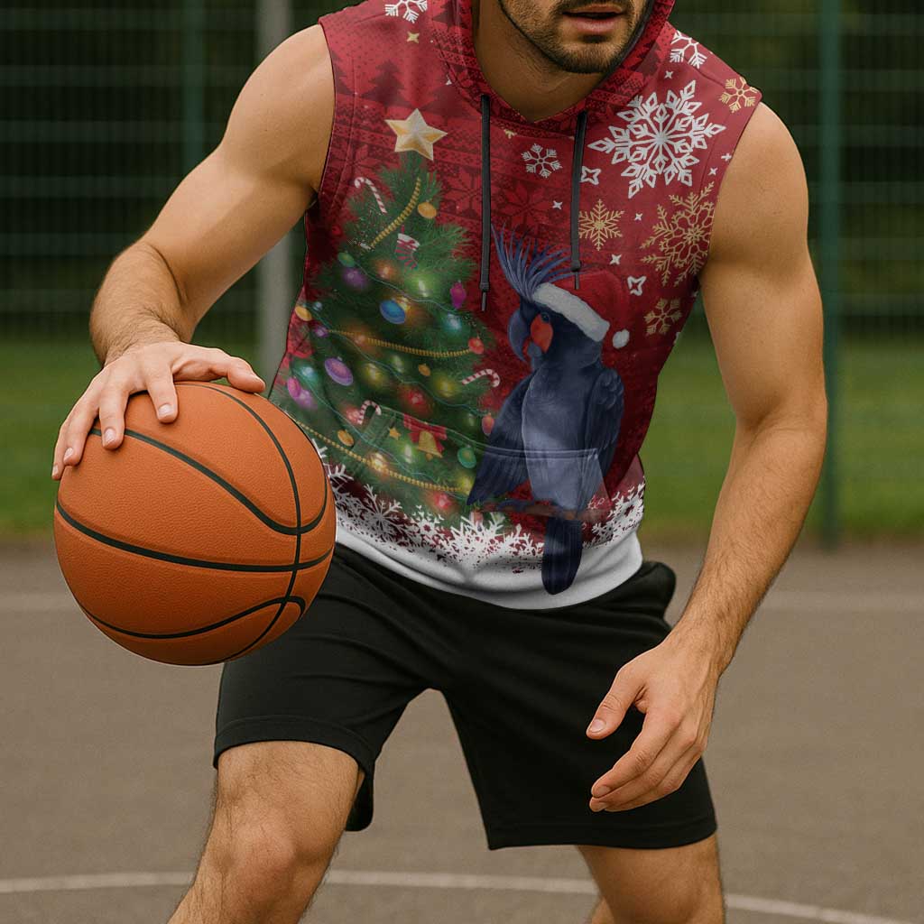Australia Palm Cockatoo Christmas Sleeveless Hoodie Goliath Cockatoo Santa Merry Chrissie - Aussie Hoodie