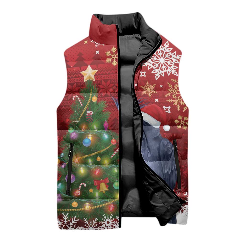 Australia Palm Cockatoo Christmas Sleeveless Puffer Jacket Goliath Cockatoo Santa Merry Chrissie - Aussie Hoodie