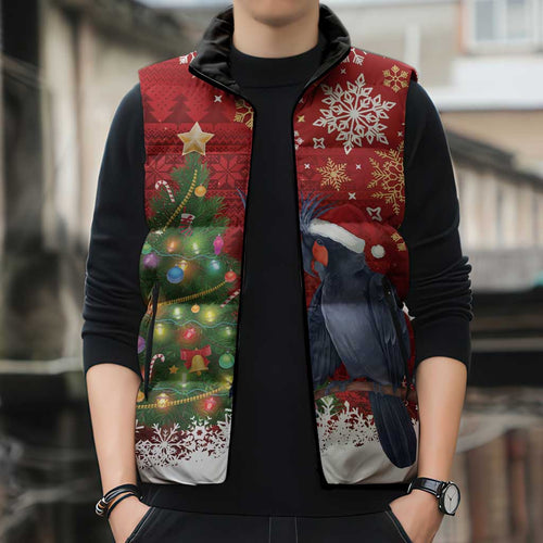 Australia Palm Cockatoo Christmas Sleeveless Puffer Jacket Goliath Cockatoo Santa Merry Chrissie - Aussie Hoodie