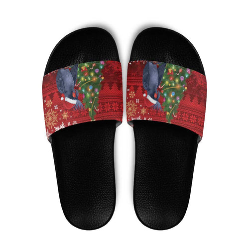 Australia Palm Cockatoo Christmas Slide Sandals Goliath Cockatoo Santa Merry Chrissie - Aussie Hoodie