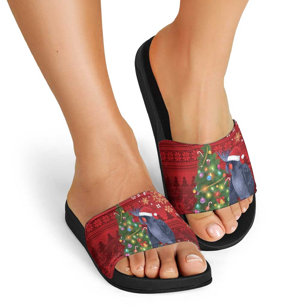 Australia Palm Cockatoo Christmas Slide Sandals Goliath Cockatoo Santa Merry Chrissie - Aussie Hoodie