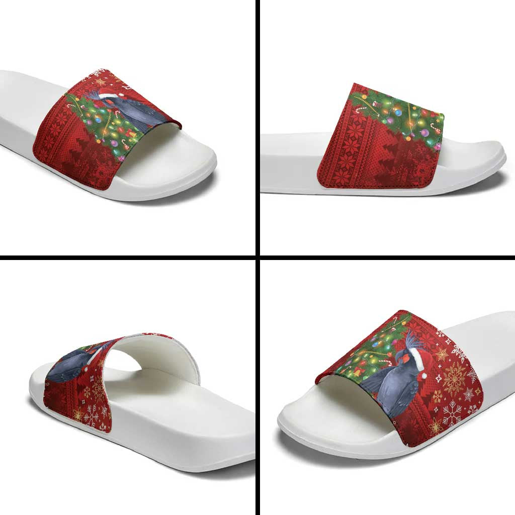 Australia Palm Cockatoo Christmas Slide Sandals Goliath Cockatoo Santa Merry Chrissie - Aussie Hoodie