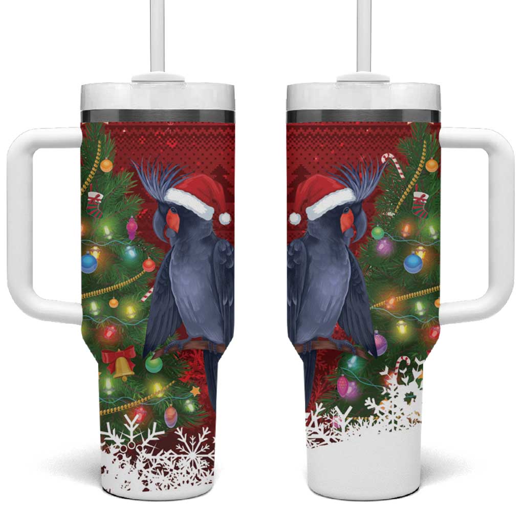 Australia Palm Cockatoo Christmas Tumbler With Handle Goliath Cockatoo Santa Merry Chrissie - Aussie Hoodie