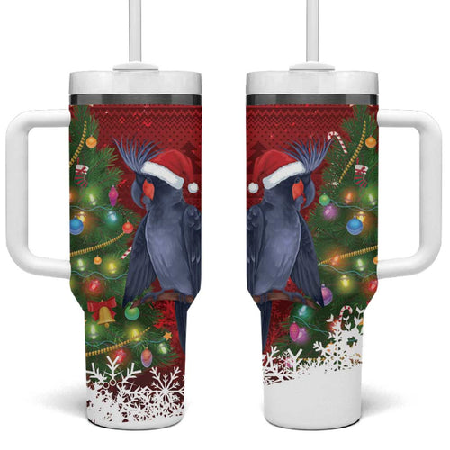 Australia Palm Cockatoo Christmas Tumbler With Handle Goliath Cockatoo Santa Merry Chrissie - Aussie Hoodie
