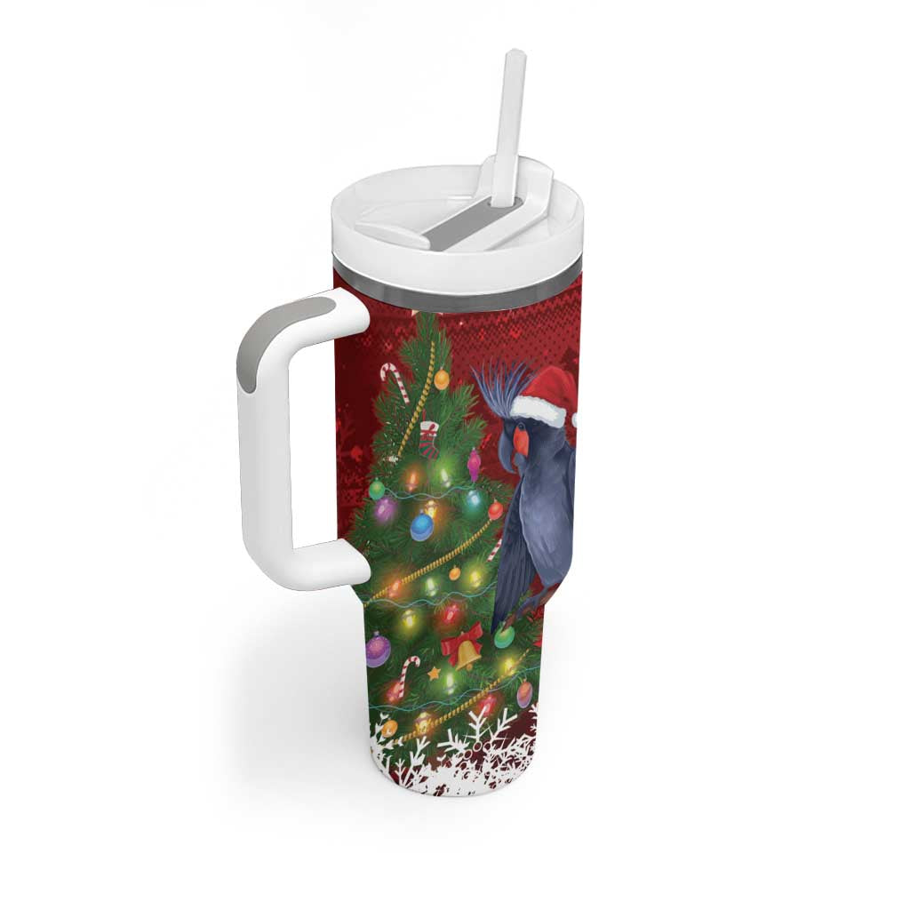 Australia Palm Cockatoo Christmas Tumbler With Handle Goliath Cockatoo Santa Merry Chrissie - Aussie Hoodie