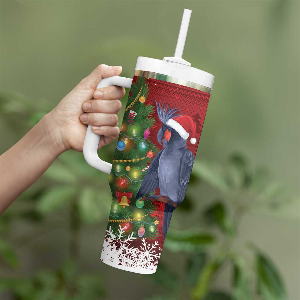 Australia Palm Cockatoo Christmas Tumbler With Handle Goliath Cockatoo Santa Merry Chrissie - Aussie Hoodie
