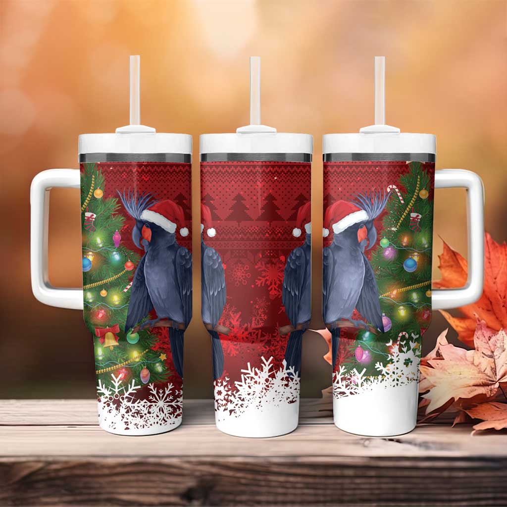 Australia Palm Cockatoo Christmas Tumbler With Handle Goliath Cockatoo Santa Merry Chrissie - Aussie Hoodie