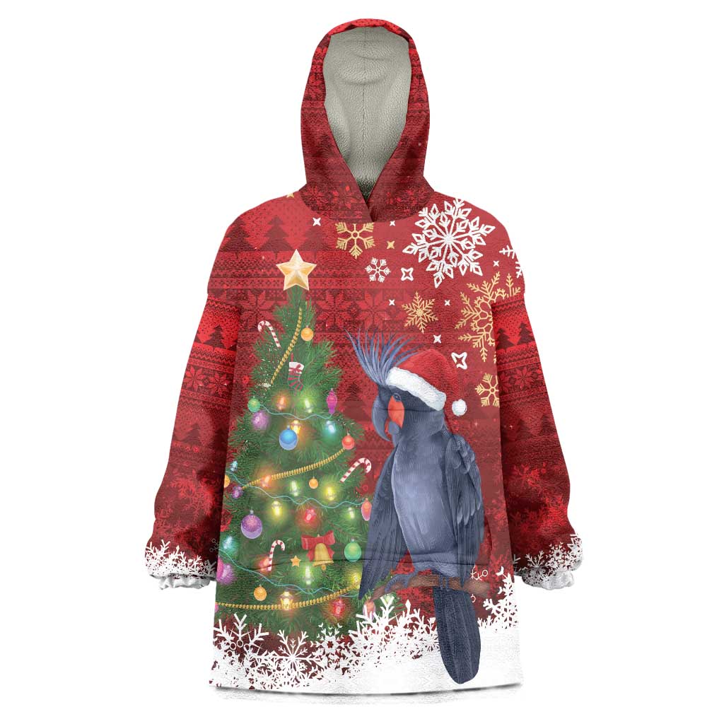 Australia Palm Cockatoo Christmas Wearable Blanket Hoodie Goliath Cockatoo Santa Merry Chrissie - Aussie Hoodie