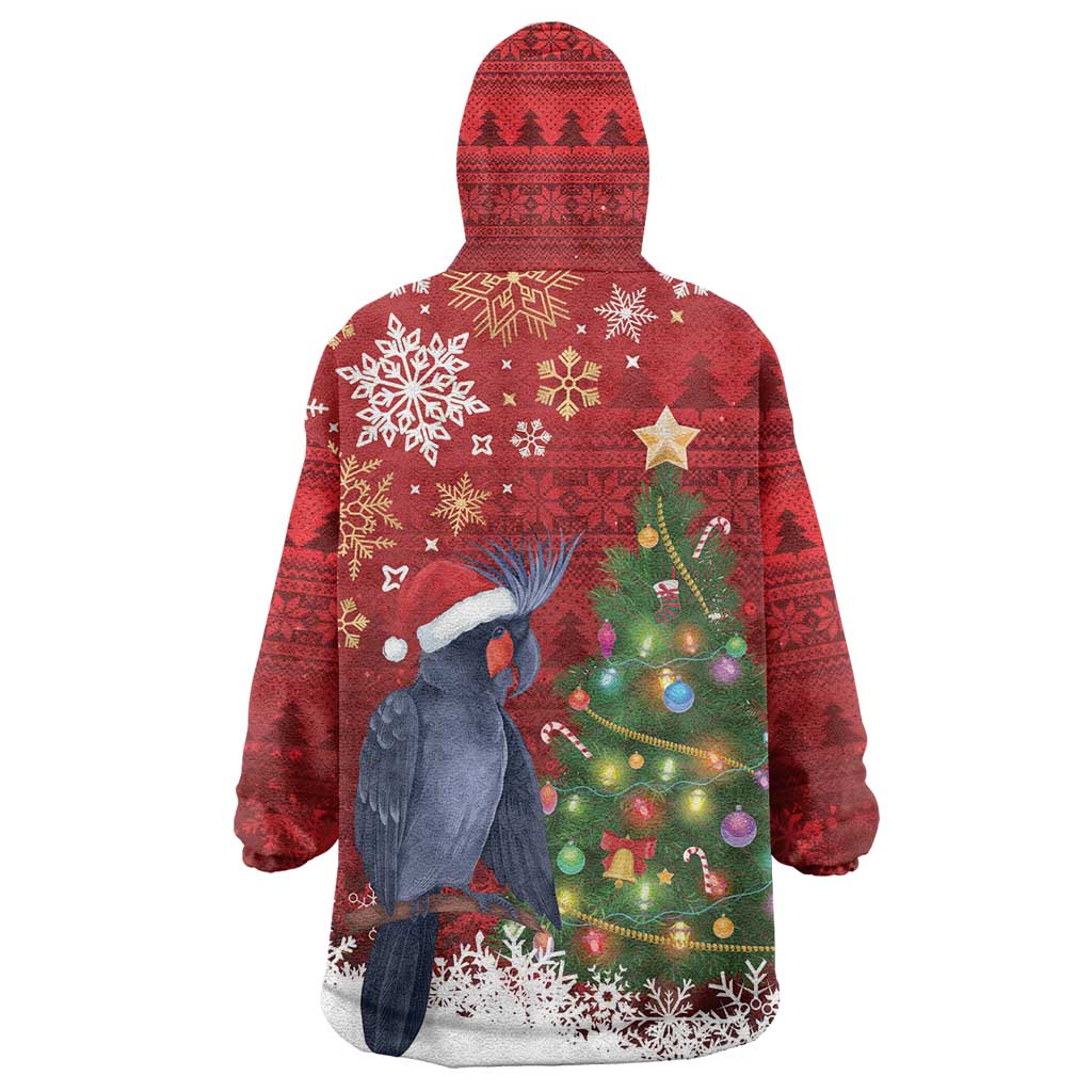Australia Palm Cockatoo Christmas Wearable Blanket Hoodie Goliath Cockatoo Santa Merry Chrissie - Aussie Hoodie