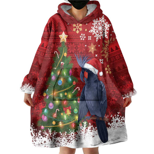 Australia Palm Cockatoo Christmas Wearable Blanket Hoodie Goliath Cockatoo Santa Merry Chrissie - Aussie Hoodie
