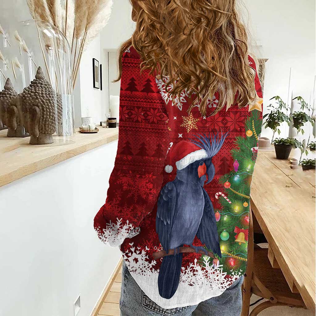 Australia Palm Cockatoo Christmas Women Casual Shirt Goliath Cockatoo Santa Merry Chrissie - Aussie Hoodie