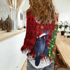 Australia Palm Cockatoo Christmas Women Casual Shirt Goliath Cockatoo Santa Merry Chrissie - Aussie Hoodie